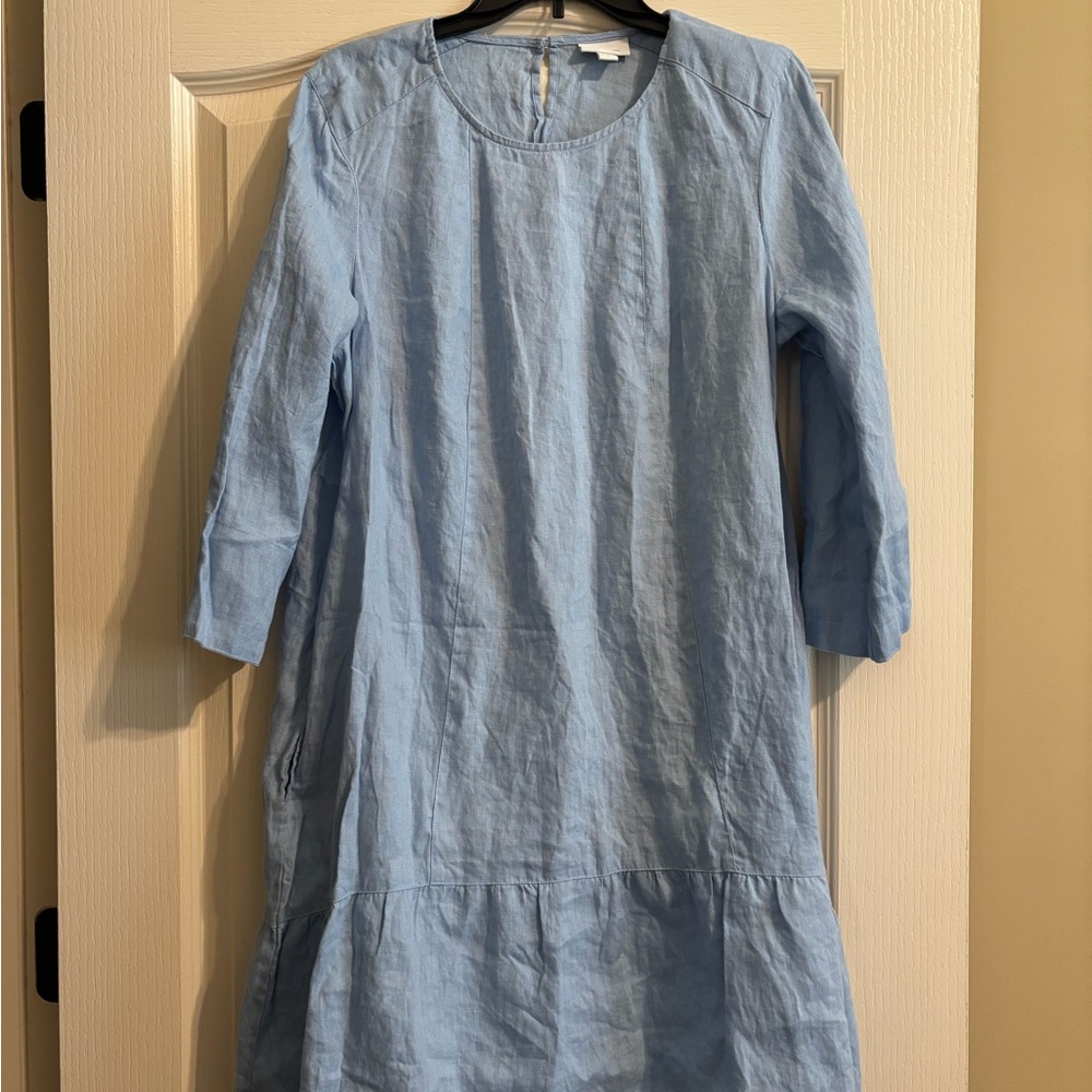 J. Jill Light Blue Linen Mini Dress